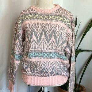 Vintage Coquette Pastel pink and blue fair isle sweater by Marissa